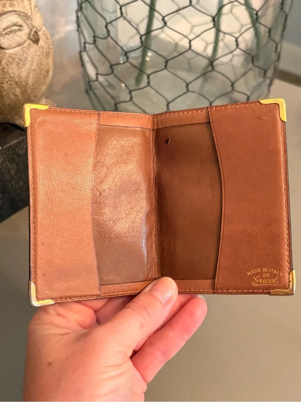Gucci Monogram Canvas Card Holder in Brown Leather Trim - Picture 3 of 7